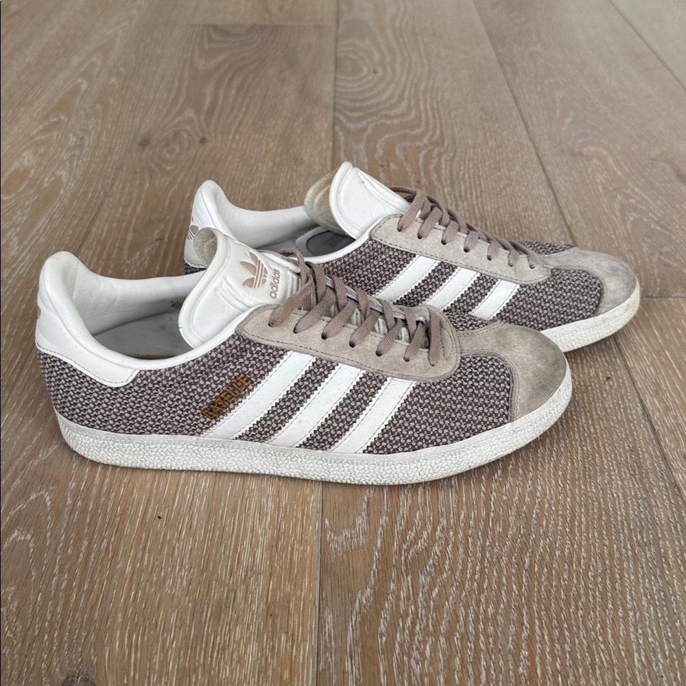 Adidas Gazelle Mesh Sneakers in taupe/white.
